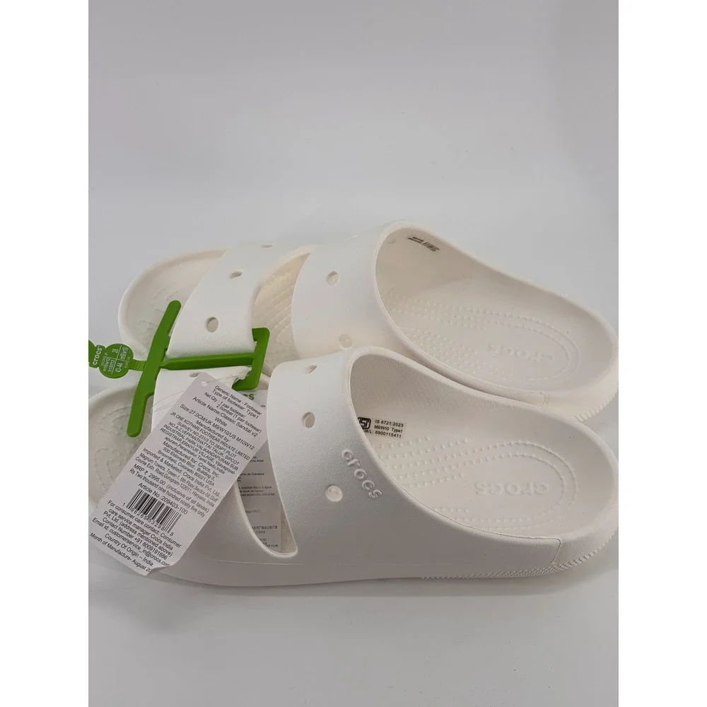 Crocs Classic Sandal V2 Unisex M10 W12 White Two Strap Slide NEW Comfort Beach